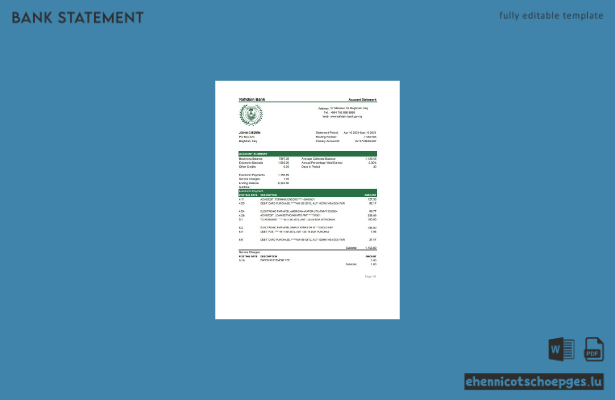 Excel2-Beispielvorschau für den Kontoauszug von Irak Rafidain